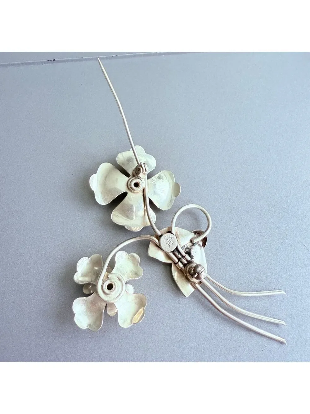 Harry Iskin Blooming Rose Flower Rhinestone 925 Sterling Silver 2.7